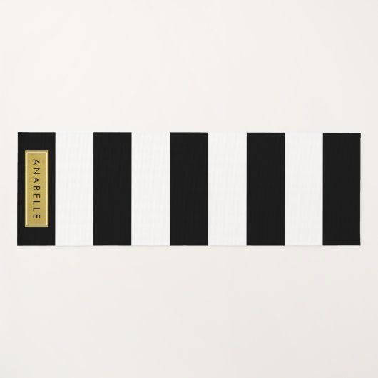 Zwart-witte strepen, Gestreept, Lijnen, Jouw naam Yogamat (Voorkant (horizontaal))