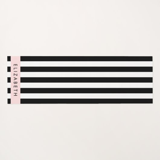 Zwart-witte strepen, Gestreept, Lijnen, Jouw naam Yogamat (Achterkant (horizontaal))