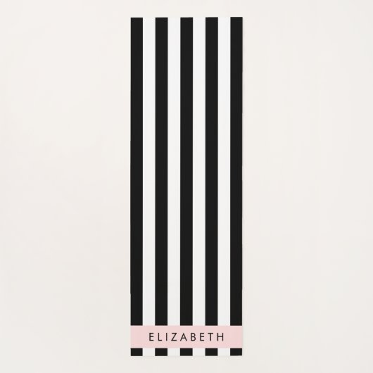 Zwart-witte strepen, Gestreept, Lijnen, Jouw naam Yogamat (Achterkant)