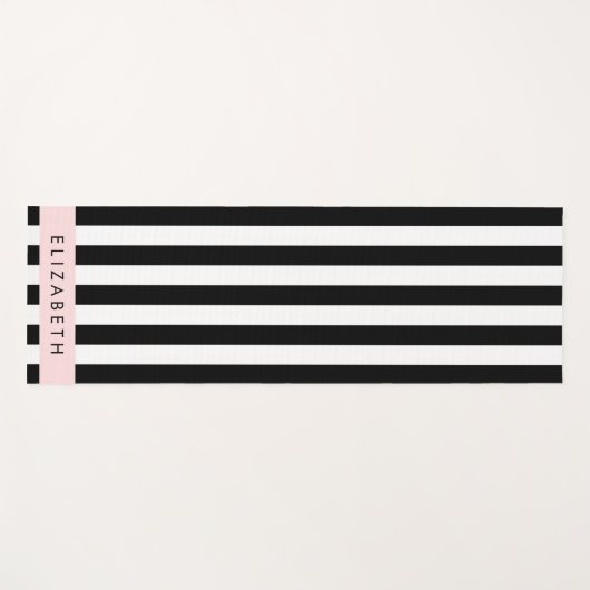 Zwart-witte strepen, Gestreept, Lijnen, Jouw naam Yogamat (Voorkant (horizontaal))