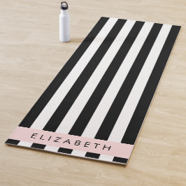 Zwart-witte strepen, Gestreept, Lijnen, Jouw naam Yogamat