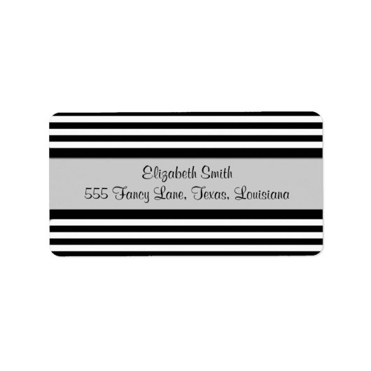 Zwart-witte strepen, gestreept patroon, lijnen etiket (Voorkant)