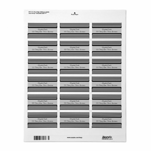 Zwart-witte strepen, gestreept patroon, lijnen etiket (Full Sheet)