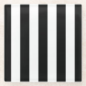 Zwart-witte strepen, gestreept patroon, lijnen glazen onderzetter (Voorkant)