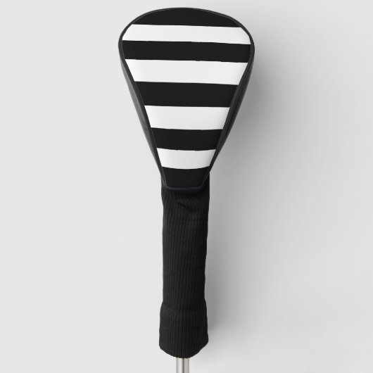 Zwart-witte strepen, gestreept patroon, lijnen golfheadcover (Voorkant)