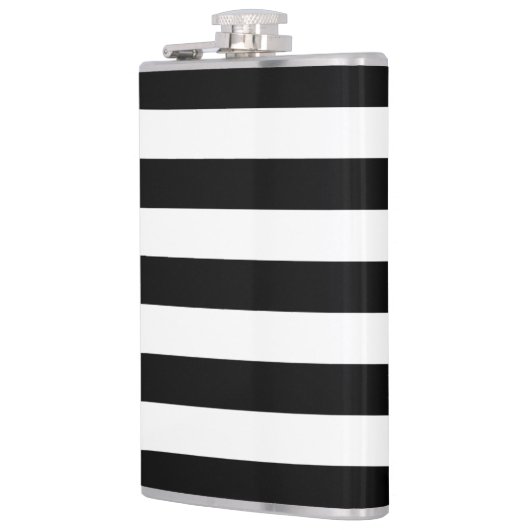 Zwart-witte strepen, gestreept patroon, lijnen heupfles (Links)