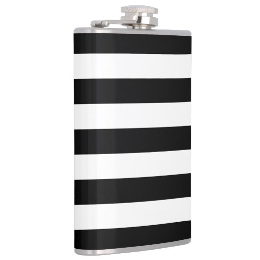 Zwart-witte strepen, gestreept patroon, lijnen heupfles (Rechts)