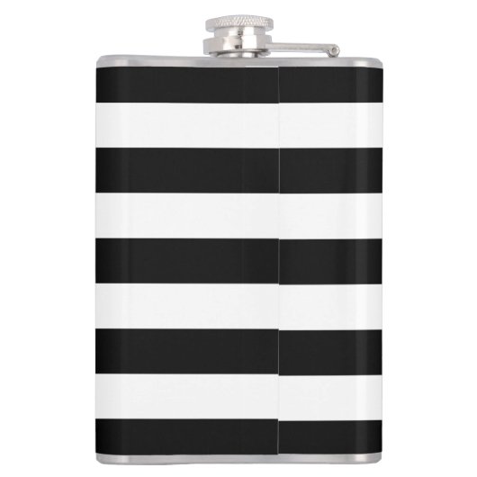 Zwart-witte strepen, gestreept patroon, lijnen heupfles (Achterkant)