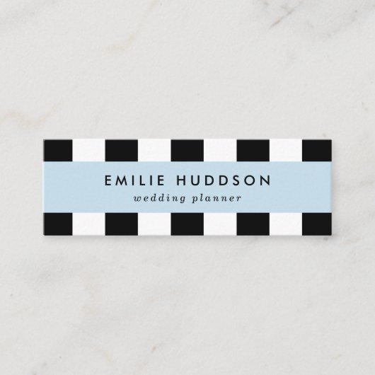 Zwart-witte strepen, gestreept patroon, lijnen mini visitekaartje (Voorkant)