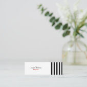 Zwart-witte strepen, gestreept patroon, lijnen mini visitekaartje (Staand voorkant)