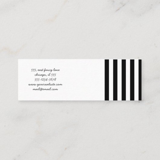 Zwart-witte strepen, gestreept patroon, lijnen mini visitekaartje (Achterkant)