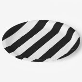 Zwart-witte strepen, gestreept patroon, lijnen papieren bordje (Gekanteld)
