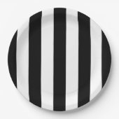 Zwart-witte strepen, gestreept patroon, lijnen papieren bordje (Voorkant)