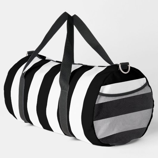 Zwart-witte strepen, gestreept patroon, lijnen plunjezak (Rechterhoek)