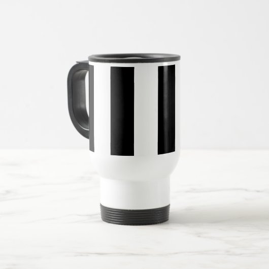 Zwart-witte strepen, gestreept patroon, lijnen reisbeker (Voorkant links)