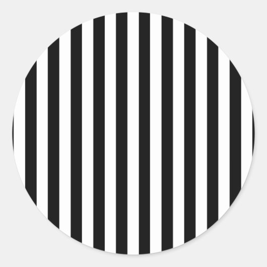 Zwart-witte strepen, gestreept patroon, lijnen ronde sticker (Voorkant)