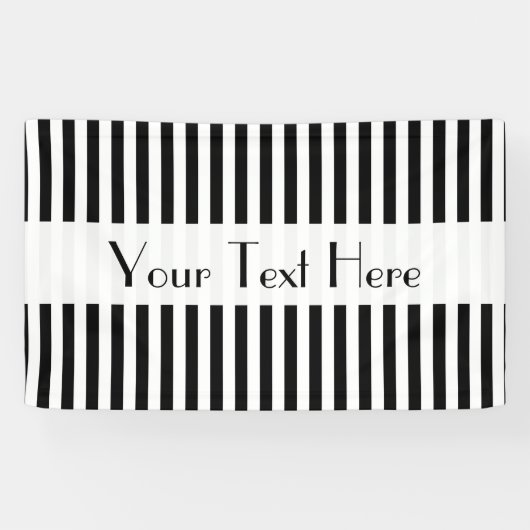 Zwart-witte strepen, gestreept patroon, lijnen spandoek (Horizontaal)
