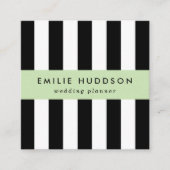 Zwart-witte strepen, gestreept patroon, lijnen vierkante visitekaartje (Voorkant)