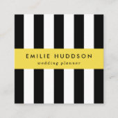 Zwart-witte strepen, gestreept patroon, lijnen vierkante visitekaartje (Voorkant)