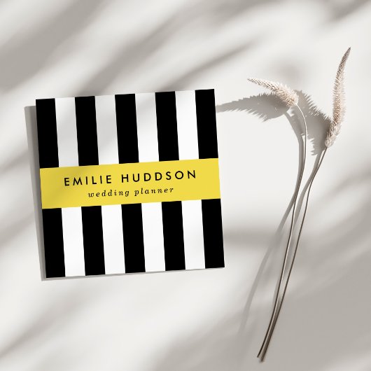 Zwart-witte strepen, gestreept patroon, lijnen vierkante visitekaartje