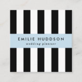 Zwart-witte strepen, gestreept patroon, lijnen vierkante visitekaartje (Voorkant)