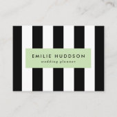 Zwart-witte strepen, gestreept patroon, lijnen visitekaartje (Voorkant)