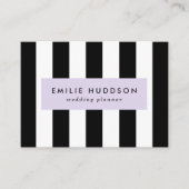 Zwart-witte strepen, gestreept patroon, lijnen visitekaartje (Voorkant)