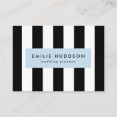Zwart-witte strepen, gestreept patroon, lijnen visitekaartje (Voorkant)