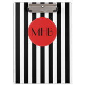 Zwart-witte strepen, Gestreept Patroon, Monogram Klembord (Voorkant)