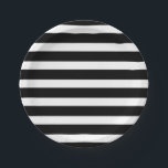 Zwart & Witte Strepen Gestreepte Chique Feest Papieren Bordje<br><div class="desc">Aanpassen met elke tekst. Overeenkomstige artikelen zijn beschikbaar.</div>