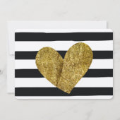 Zwart-witte strepen Gold Heart Kaart (Achterkant)