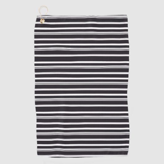 Zwart witte strepen golfhanddoek (Voorkant)