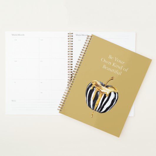 Zwart Witte Strepen Goud Druppels Appel Planner (Display)
