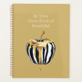 Zwart Witte Strepen Goud Druppels Appel Planner (Voorkant)