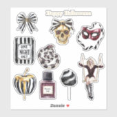 Zwart Witte Strepen Goud Druppels Appel Sticker (Vel)