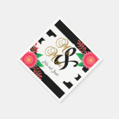 Zwart-witte strepen, goud | Roze bruiloft Servetten (Hoek)