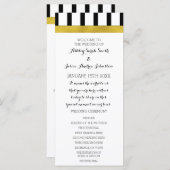 Zwart-witte strepen gouden bruiloft programma programmakaart (Voorkant / Achterkant)