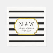 Zwart-witte strepen gouden bruiloft servetten (Voorkant)