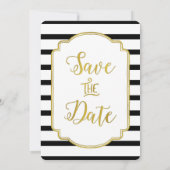 Zwart Witte Strepen Gouden Trouw Save the Date (Achterkant)