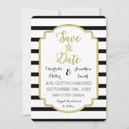 Zwart Witte Strepen Gouden Trouw Save the Date