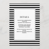 Zwart/witte strepen ingelijst bruiloft details informatiekaartje (Voorkant)