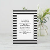 Zwart/witte strepen ingelijst bruiloft details informatiekaartje (Staand voorkant)