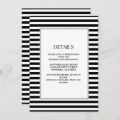 Zwart/witte strepen ingelijst bruiloft details informatiekaartje (Voorkant / Achterkant)