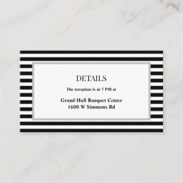 Zwart/witte strepen ingelijst bruiloft details informatiekaartje
