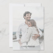 Zwart witte strepen, initialen en foto bruiloft kaart (Achterkant)