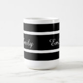 Zwart-witte strepen, jouw naam toevoegen koffiemok (Center)