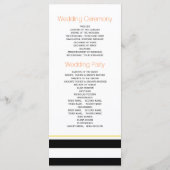 Zwart witte strepen, koraal papaver bruiloft progr programmakaart (Achterkant)