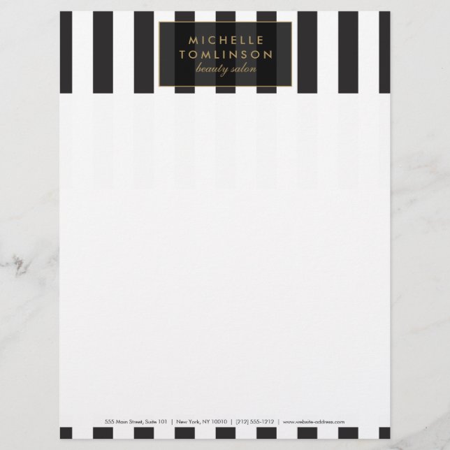 Zwart-witte strepen Letterhead Custom Briefhoofd (Voorkant)