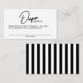 Zwart & Witte Strepen Luier Raffle Baby shower Informatiekaartje (Voorkant / Achterkant)