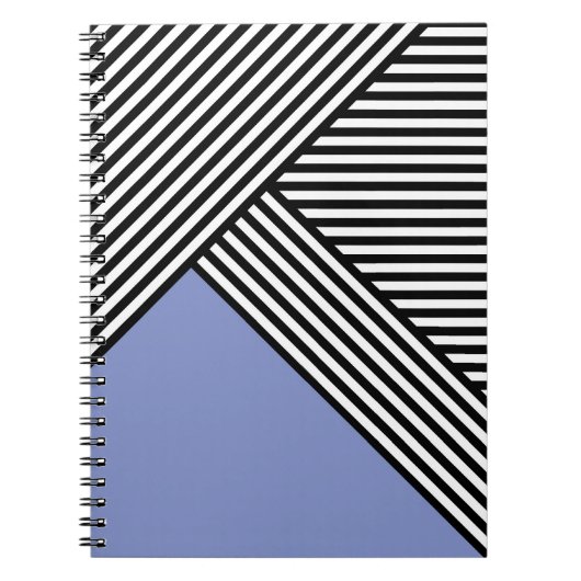 Zwart-witte strepen met blauwe driehoek notitieboek (Voorkant)